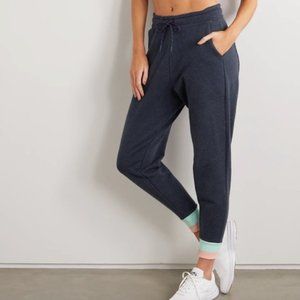 Women's Dark Navy Jogger Pants with Mint Cuff